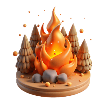 elegant minimalist Forest Fire Orange Glow Transparent Background high quality png