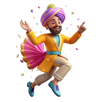 impressive artistic Bhangra Dancer Colorful Turban Cutout Dynamic Jump detailed png