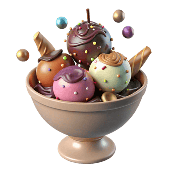 elegant abstract Bowl of Ice Cream with Chocolate Sauce Transparent Background original png