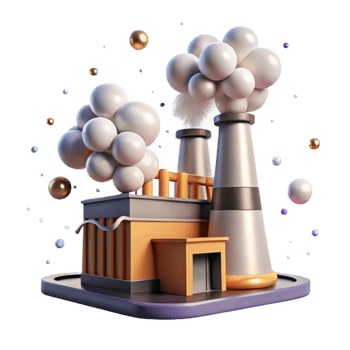 serene artistic Factory Emitting Smoke Into Air Isolated Element exclusive png