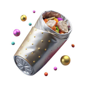 serene traditional Burrito Wrapped in Foil Isolated authentic png