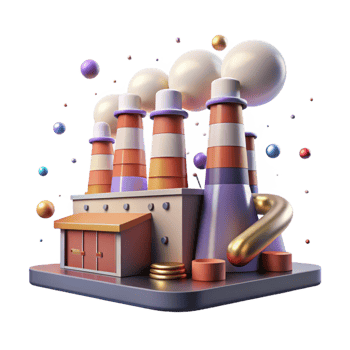 extraordinary rustic Factory with Smokestacks Emitting Clean Steam Isolated Background professional png