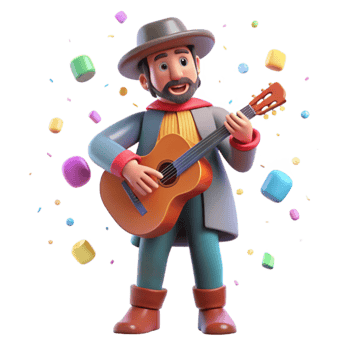dramatic creative Argentinian Gaucho with Guitar Isolated Element png
