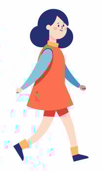 a cartoon girl walking with her hands in her pockets vector