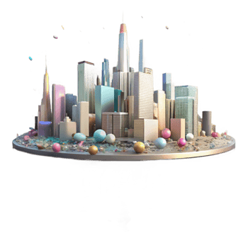 serene traditional City Skyline Reflection in Water Isolated high quality png