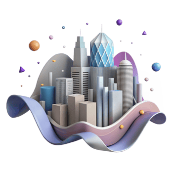 serene traditional Cityscape Silhouette with Noise Waves Isolated professional png