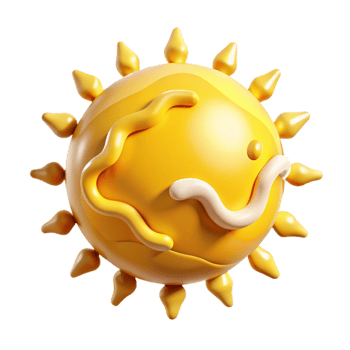 vibrant traditional Global Warming Sun Icon Intense Yellow Isolated professional png