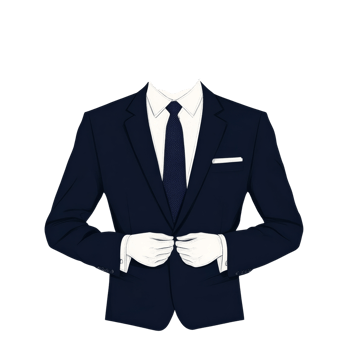 Stylized Suit Illustration with Anonymous Figure on Isolated Background png