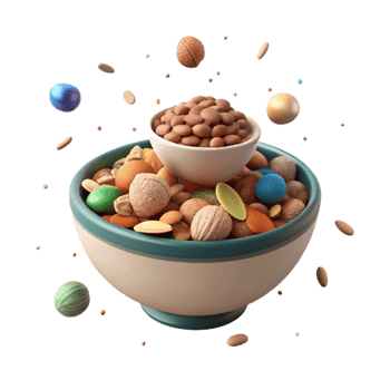 dramatic artistic Bowl of Mixed Nuts Cutout premium png