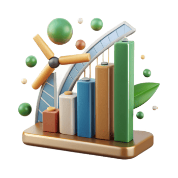 vibrant vintage Bar Graph Showing Renewable Energy Growth Isolated professional png
