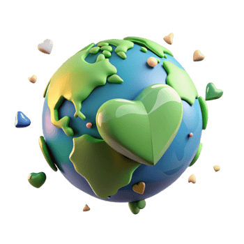 magnificent classic Earth with Green Heart Isolated Cutout Element high resolution png