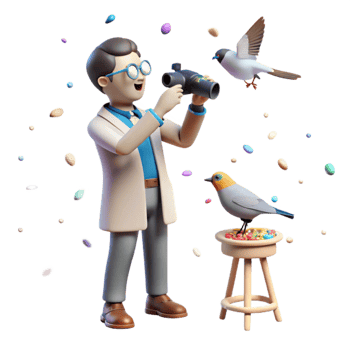 wonderful traditional Citizen Scientist Observing Bird Behavior Transparent Background premium png