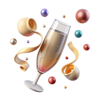 stunning artistic Champagne Flute with Bubbles Transparent Background premium png