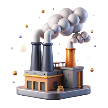 serene modern Factory Smoke Pollution Cutout Isolated on Transparent Background exclusive png