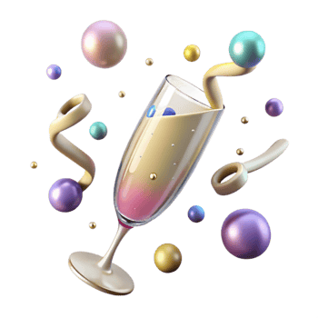 beautiful creative Champagne Flute with Bubbles Transparent Background professional png