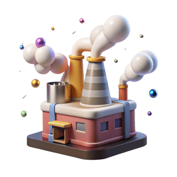 beautiful traditional Factory Emitting Smoke Into Air Isolated Element png
