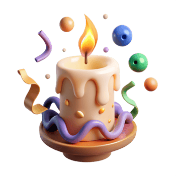 vibrant minimalist Burning Candle Symbolizing Knowledge Cutout detailed png