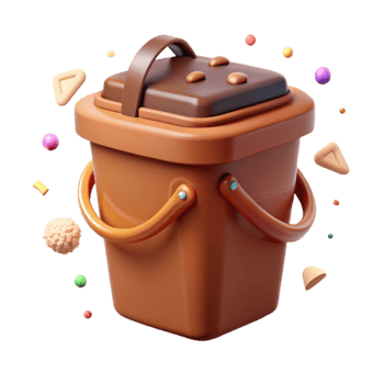 beautiful minimalist Compost Bin Icon Brown Color Isolated on White Background exclusive png