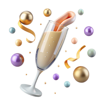 extraordinary artistic Champagne Flute with Bubbles Transparent Background genuine png