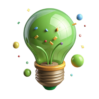 beautiful creative Eco Friendly Lightbulb with Glowing Green Filament Transparent Background high resolution png
