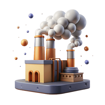 impressive minimalist Factory Emitting Smoke Into Air Isolated Element detailed png