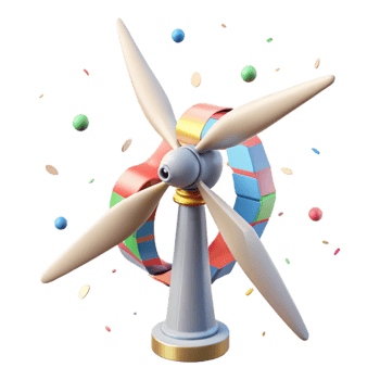 beautiful creative Climate Change Mitigation Technology Wind Turbine Transparent Background professional png