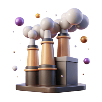 impressive abstract Factory Smoke Stacks Polluting Air Transparent detailed png