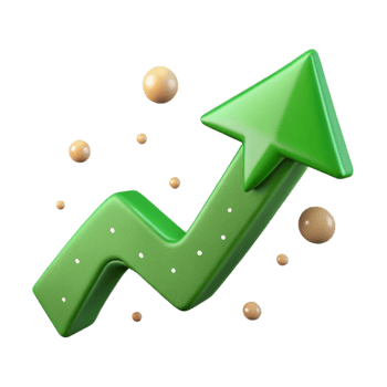 extraordinary artistic Conservation Success Story Isolated Green Upward Arrow high quality png