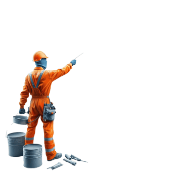 Painter with Orange Safety Gear png
