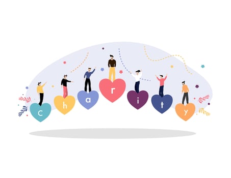 People Holding Up Heart Letters Spelling Charity vector