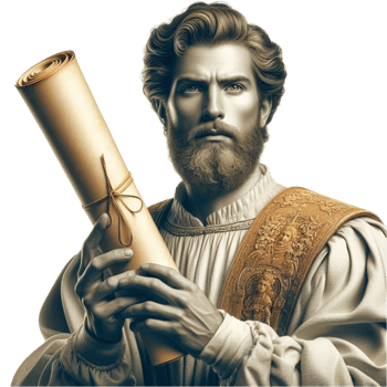 Bearded Renaissance Man with Scroll png