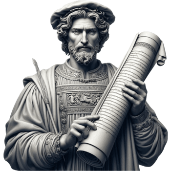 Scholar Statue Holding Architectural Scroll png