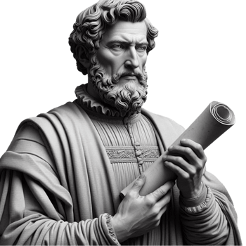 Classical Male Statue with Scroll png