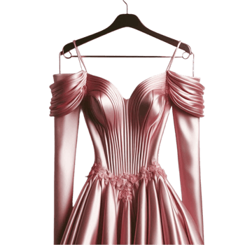 Elegant Pink Off-Shoulder Gown on Hanger png