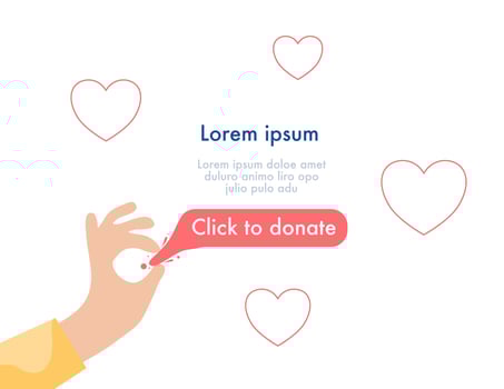 Online Donation Button with Heart Icons Illustration vector