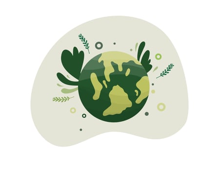 Earth Protected by Circular Nature Elements and Hands vector