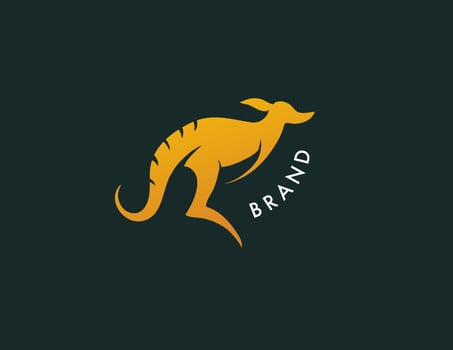 Yellow kangaroo logo with brand identity vector