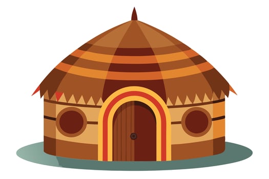Colorful illustration of a traditional African hut. vector