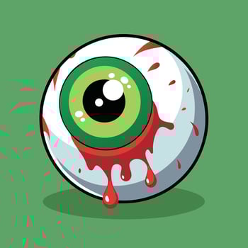 Cartoon Green Eyeball With Blood Drips vector