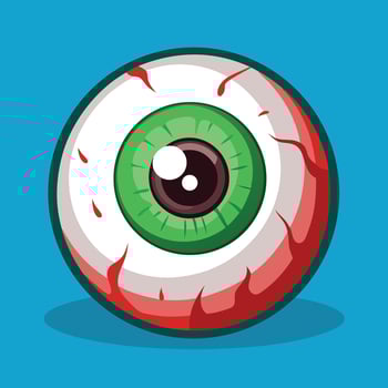 Cartoon Green Eyeball With Blood Veins vector