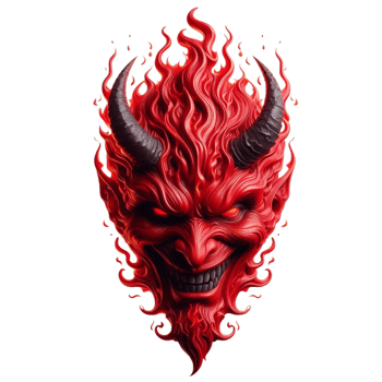 Red Devil Face with Horns and Fire png