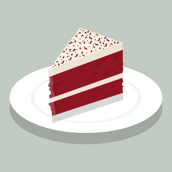 red velvet cake on white plate vector