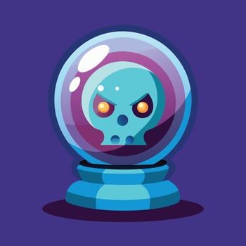 Cartoon Skull In A Crystal Ball vector
