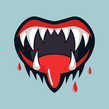 Cartoon Vampire Mouth With Blood Drops vector