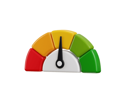 Speedometer icon 3d render concept of Color scale with arrow from red to green tachometer, speedometer, indicators Symbol illustration png