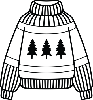 Cozy Winter Sweater with Christmas Tree Motif png