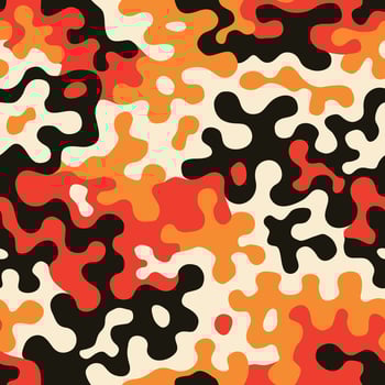 Fashionable camo, seamless colorful pattern for your design. Bright yellow orange and blue coloring camouflage, modern fabric print. Abstract repeating wallpapers vector