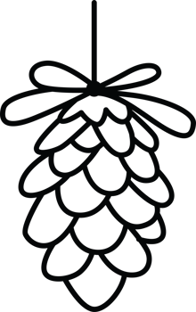 Festive Pinecone Ornament with Bow Decoration png