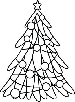 Christmas Tree with Ornaments and Garland Clip Art png