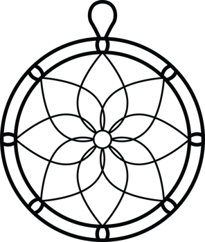 Circular Dreamcatcher with Floral Web Motif png